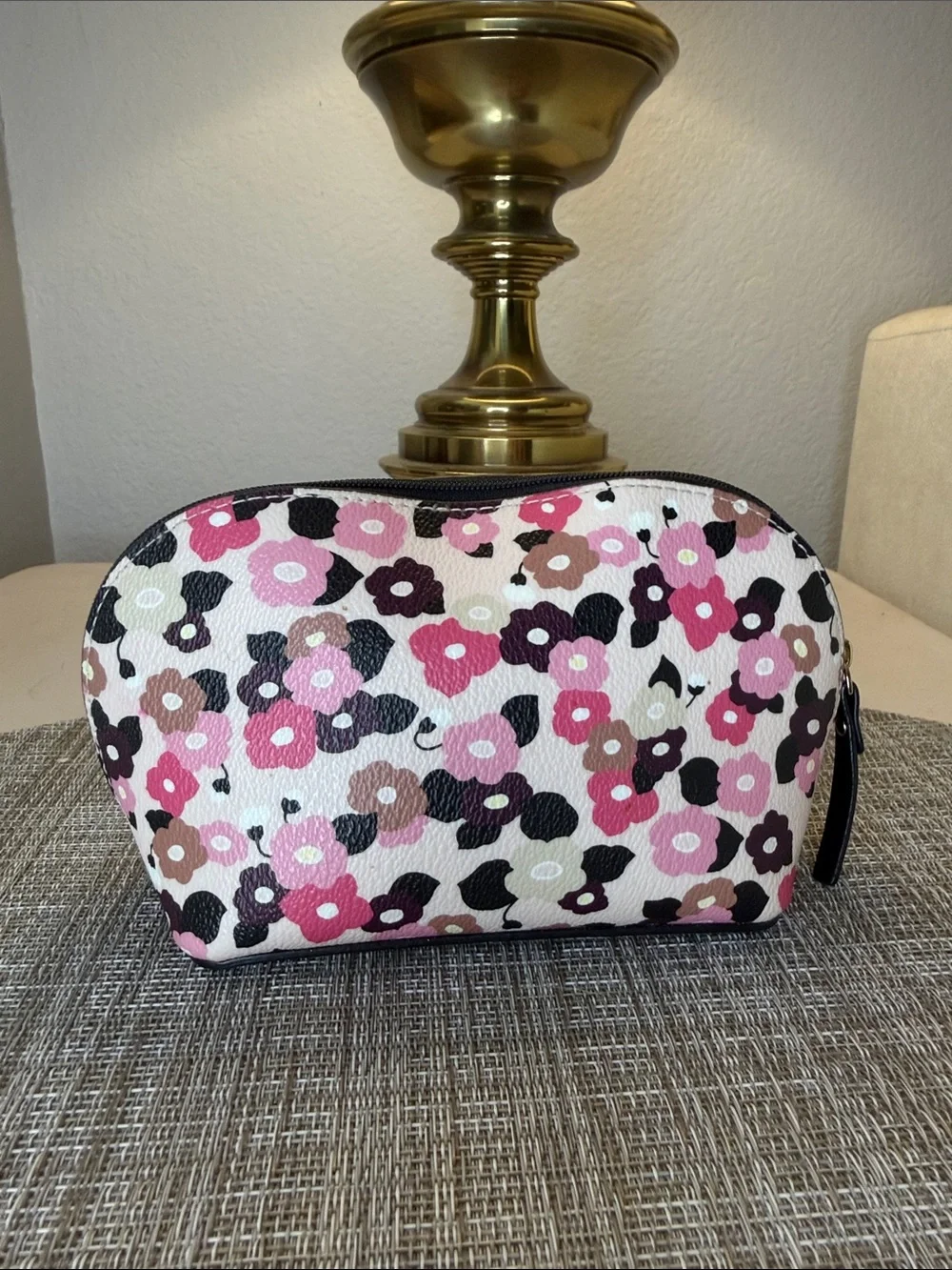 kate spade Pink, Black & Brown Floral Cosmetic Pouch